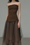 Marc Le Bihan 2590 series three-layer silk skirt collection French handmade MLB-2590-KAFEI coffee color
